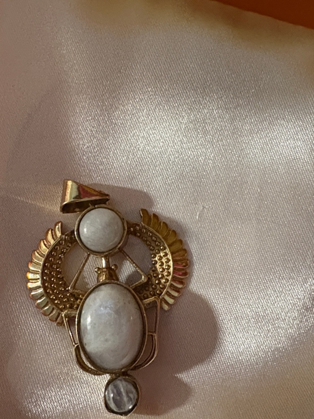 Gold-Tone Moonstone Scarab Pendant - Women Jewelry - Picture 3 of 3